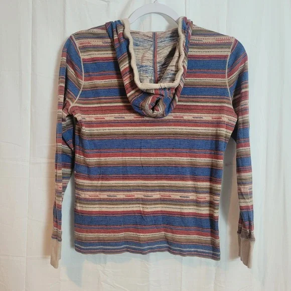 Lauren Ralph Lauren Striped Southwestern Hoodie XS Multi Color Cotton Pullover - Picture 2 of 12